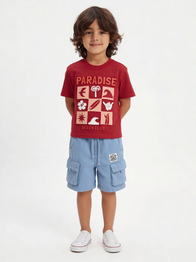 HOP Kids Boys Red Text-Printed Cotton T-Shirt