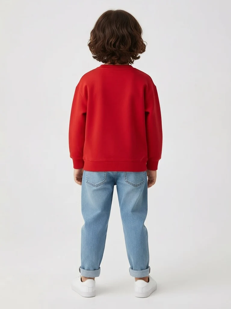 HOP Kids Boys Red Truck Printed Cotton-Blend Sweatshirt - Image 3