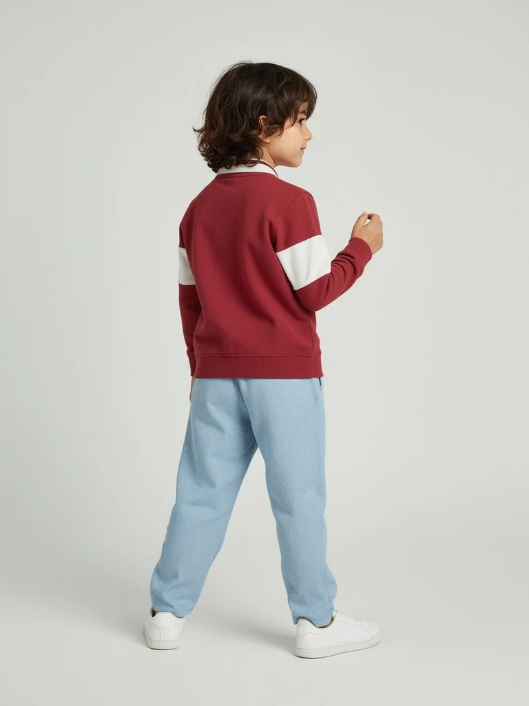 HOP Kids Boys Red Typographic Cotton Sweatshirt - Image 3