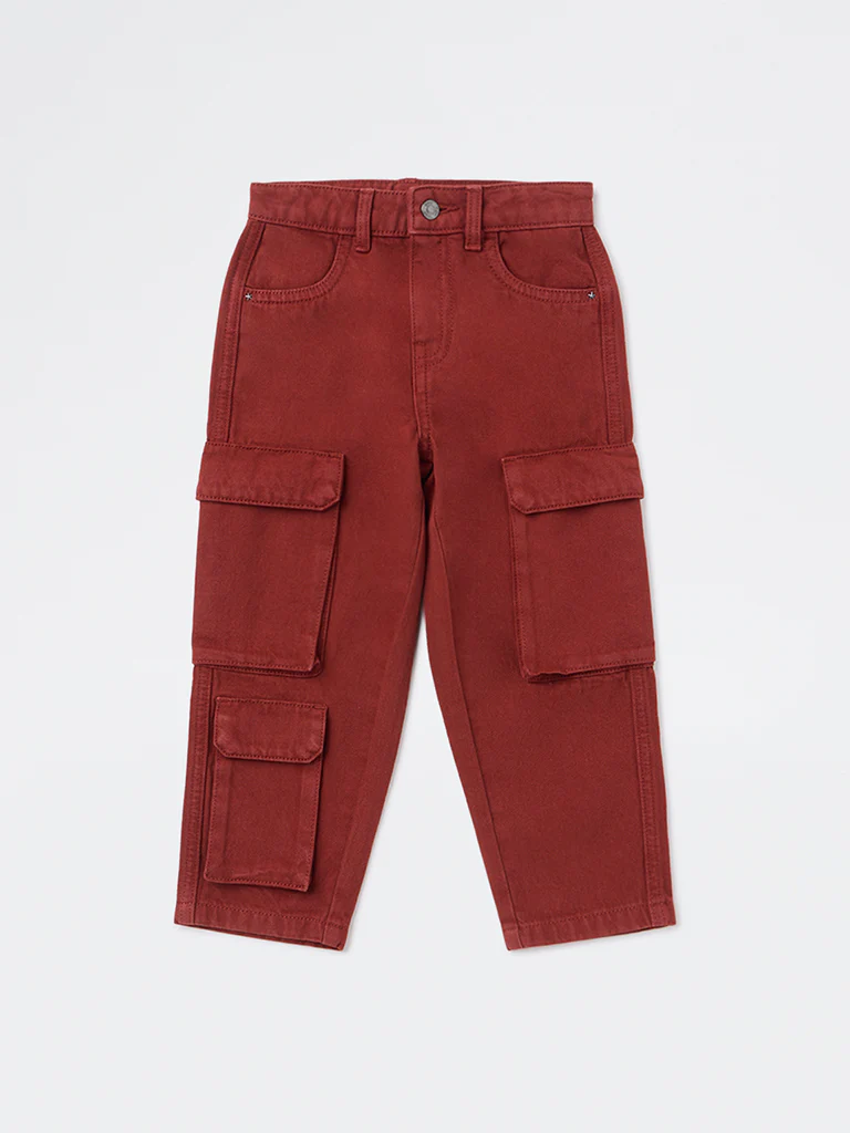 HOP Kids Boys Rust Cargo-Style Mid-Rise Jeans - Image 3