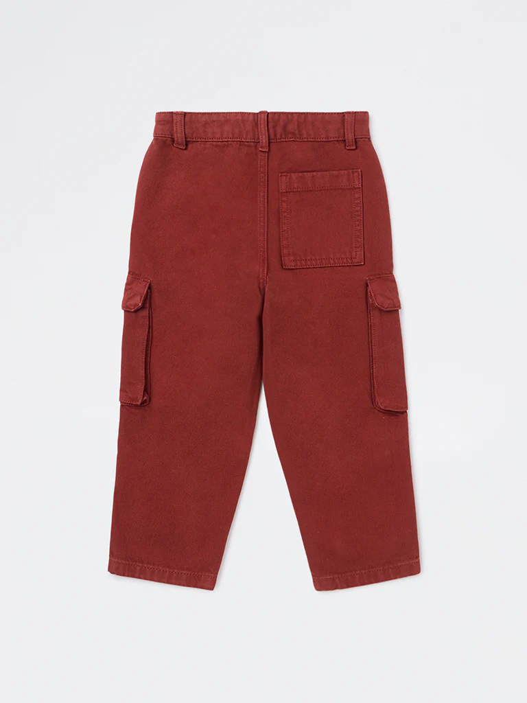 HOP Kids Boys Rust Cargo-Style Mid-Rise Jeans - Image 4