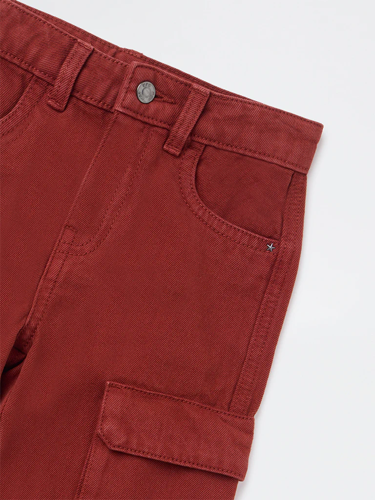 HOP Kids Boys Rust Cargo-Style Mid-Rise Jeans - Image 5