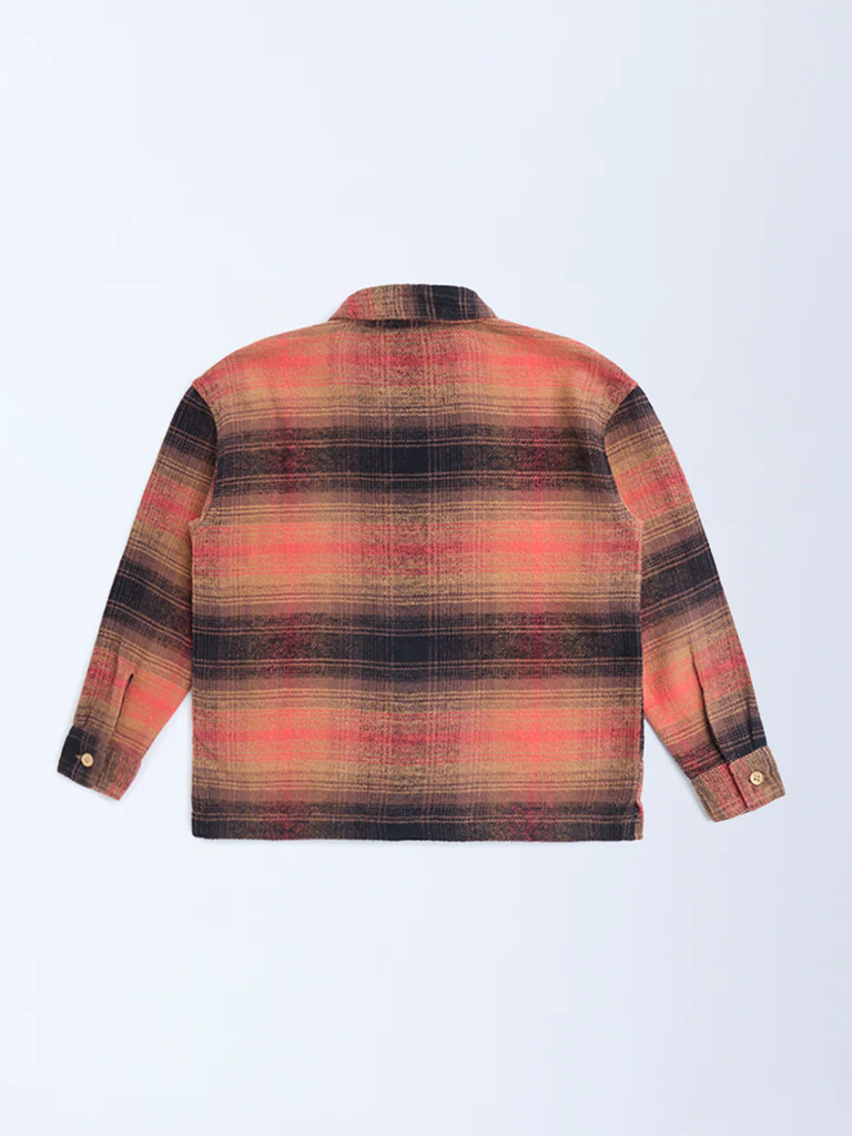 HOP Kids Boys Rust Checkered Cotton Shirt - Image 3