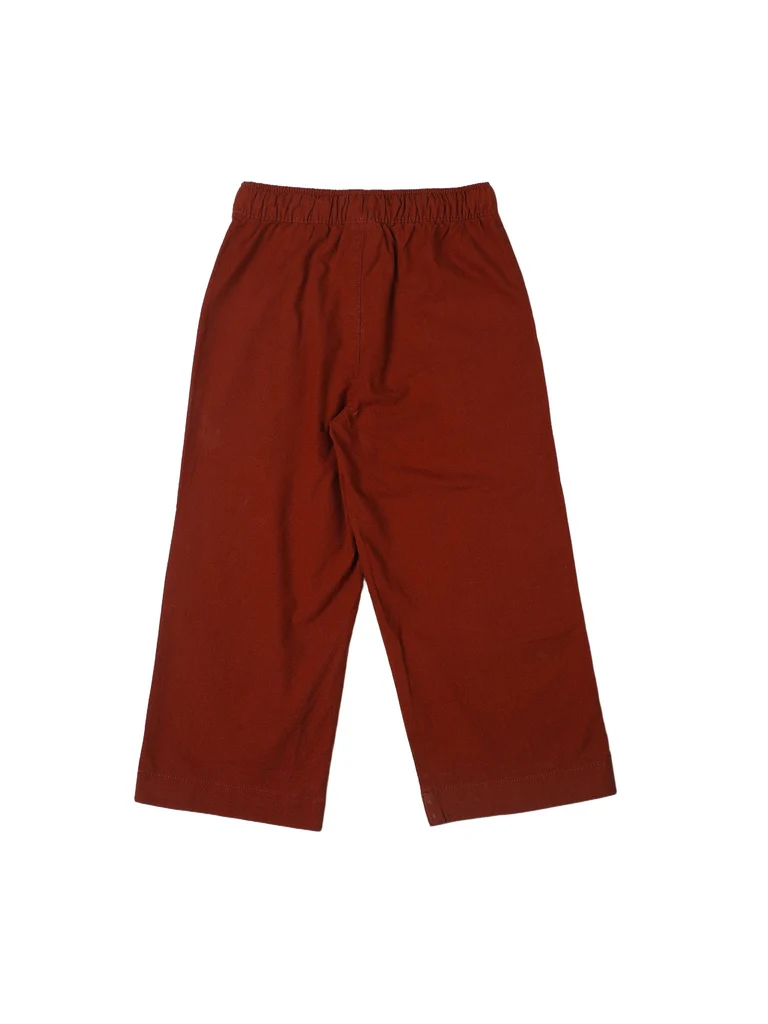 HOP Kids Boys Rust Solid Relaxed-Fit Cotton Trousers - Image 4