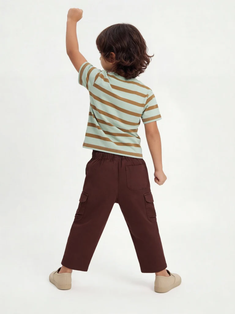 HOP Kids Boys Sage Striped Cotton T-Shirt - Image 3