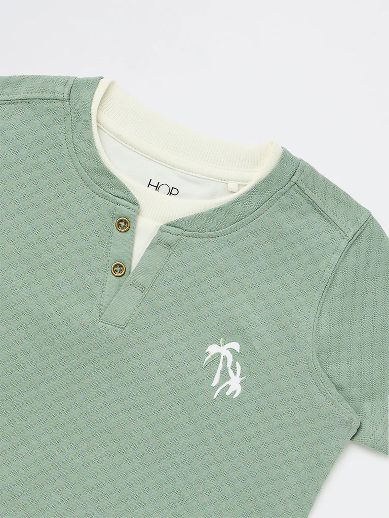 HOP Kids Boys Sage Textured Cotton T-Shirt - Image 6