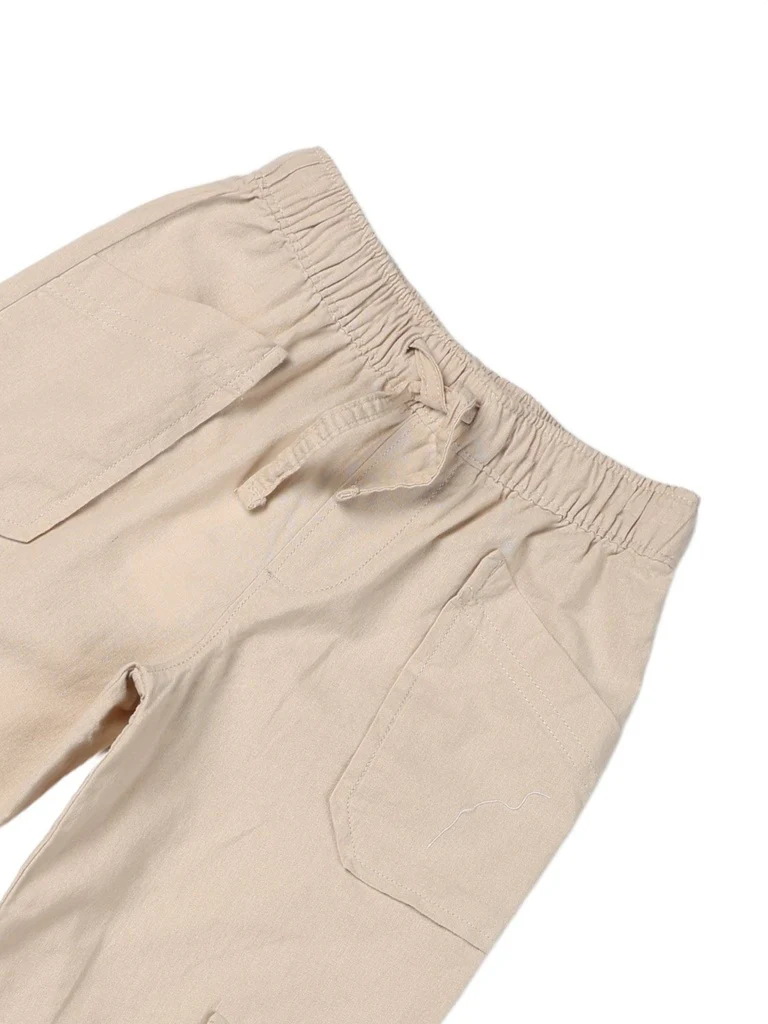 HOP Kids Boys Stone Multi-Pocket Relaxed Fit Cotton Cargo Trousers - Image 5