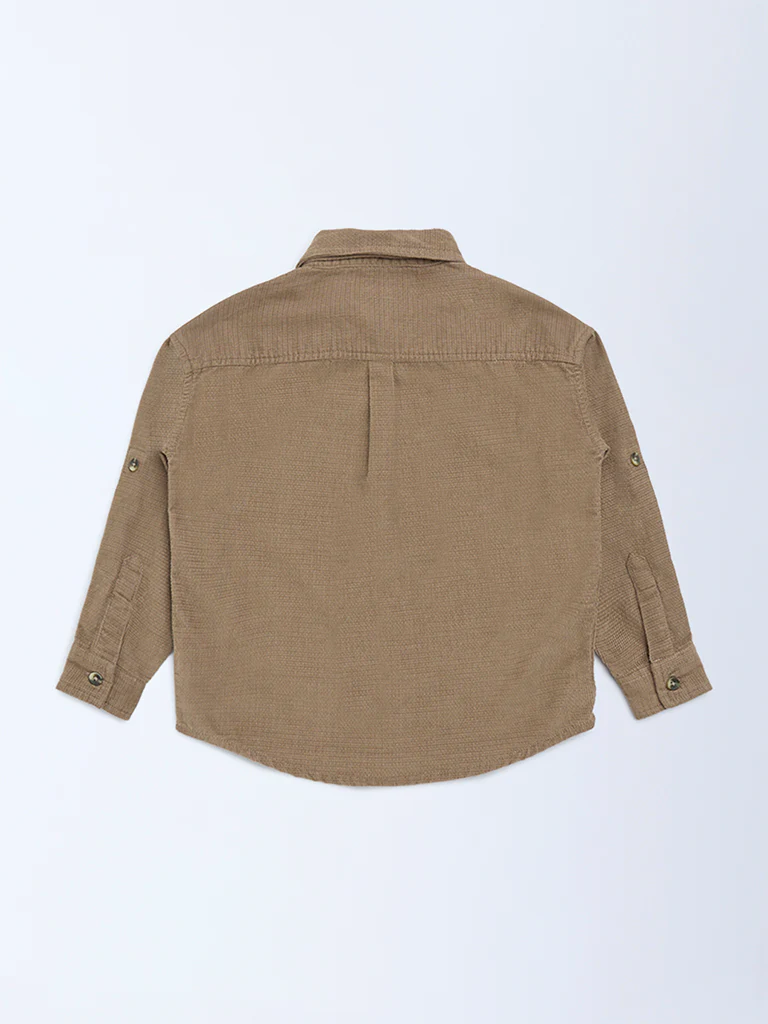 HOP Kids Boys Taupe Cotton Shirt - Image 4