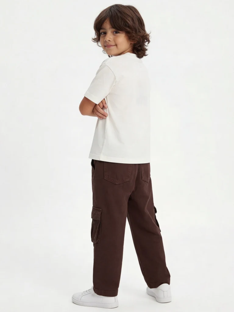 HOP Kids Boys White Embroidered Cotton T-Shirt - Image 2