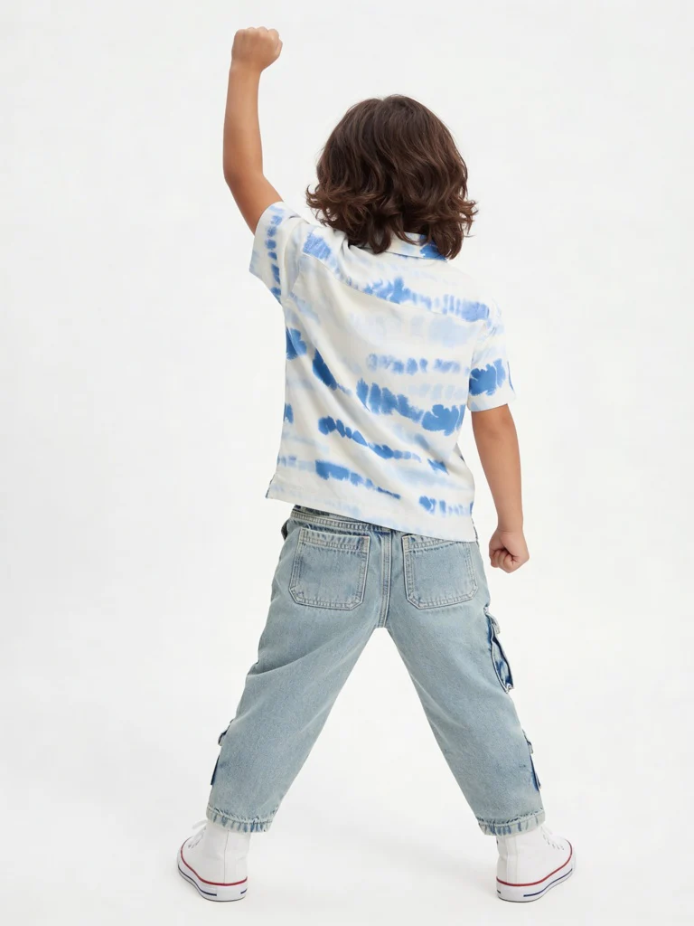 HOP Kids Boys White Tie-Dye Printed Shirt - Image 2