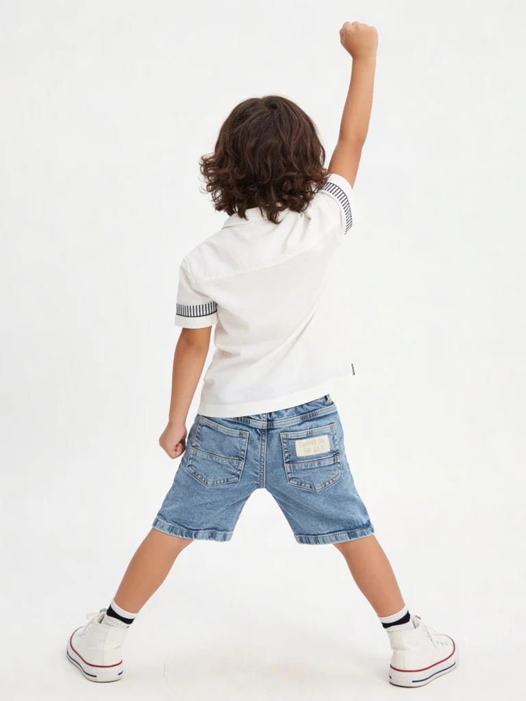 HOP Kids Boys White Tropical Embroidered Cotton Shirt - Image 2