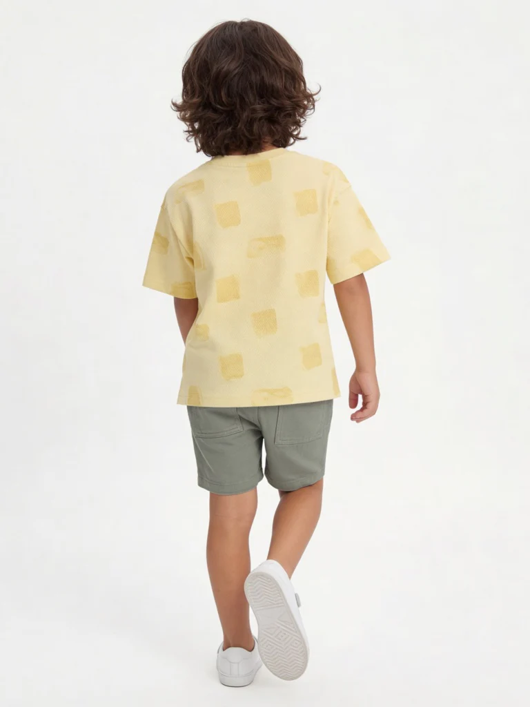 HOP Kids Boys Yellow Knitted Cotton T-Shirt - Image 2