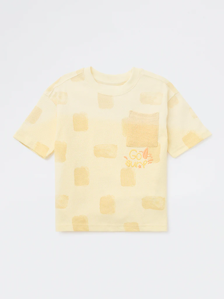 HOP Kids Boys Yellow Knitted Cotton T-Shirt - Image 3