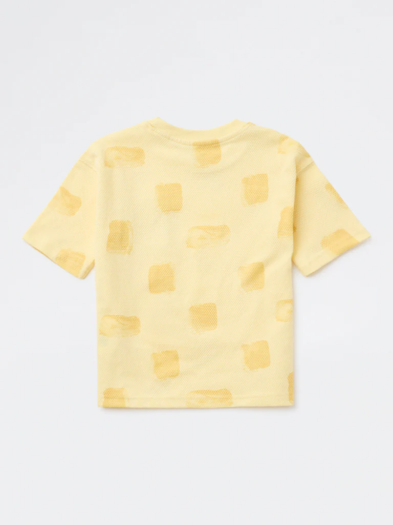 HOP Kids Boys Yellow Knitted Cotton T-Shirt - Image 4
