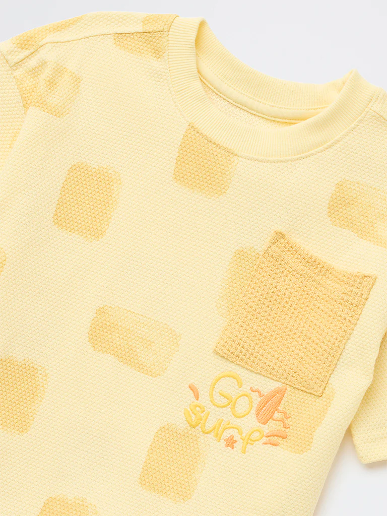 HOP Kids Boys Yellow Knitted Cotton T-Shirt - Image 5