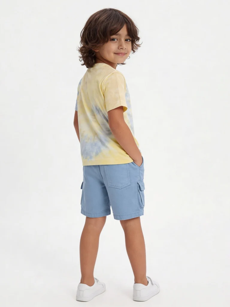 HOP Kids Boys Yellow Tie-Dye Pattern Cotton T-Shirt - Image 3