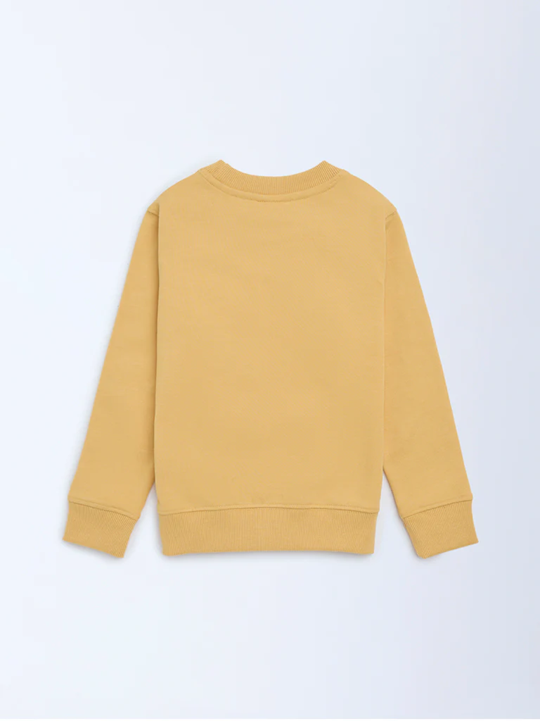 HOP Kids Boys Yellow Typographic Cotton-Blend Sweatshirt - Image 5