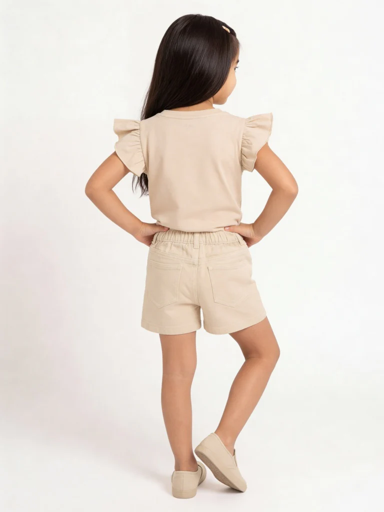 HOP Kids Girls Beige Crab Embroidered Cotton Top - Image 3