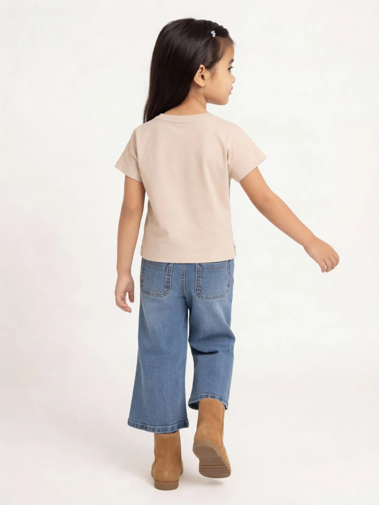 HOP Kids Girls Beige Embroidered Cotton T-Shirt - Image 3
