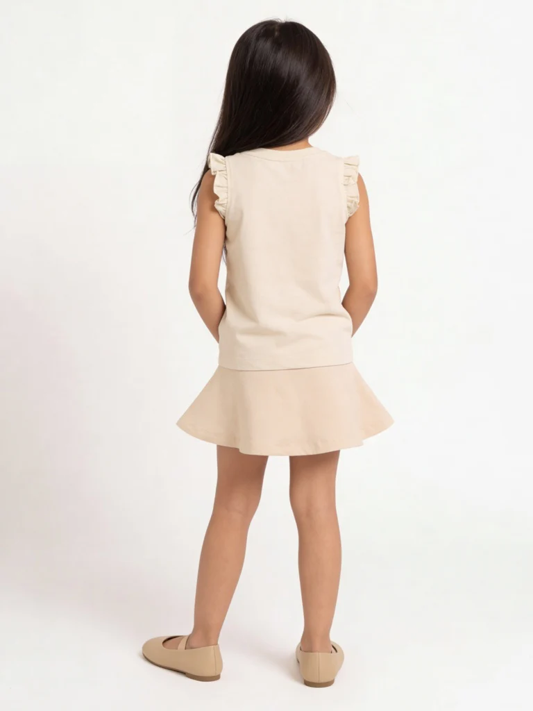 HOP Kids Girls Beige Floral Embroidered Cotton Top - Image 3