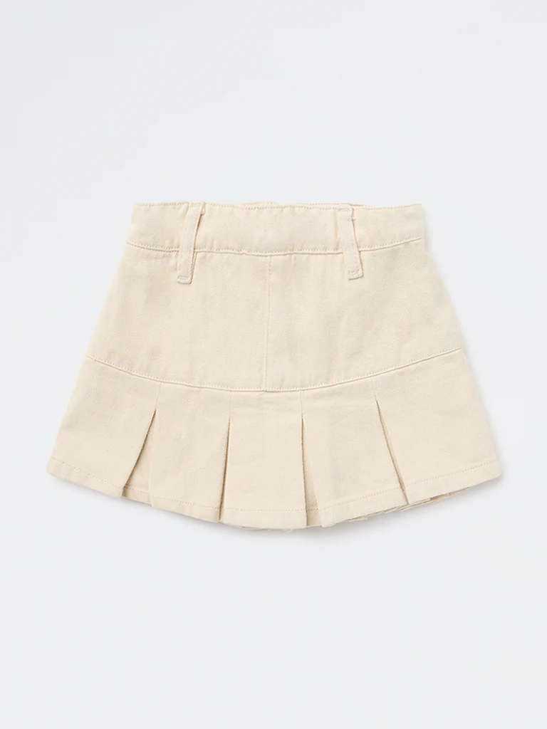 HOP Kids Girls Beige Mid-Rise Denim Skirt - Image 5