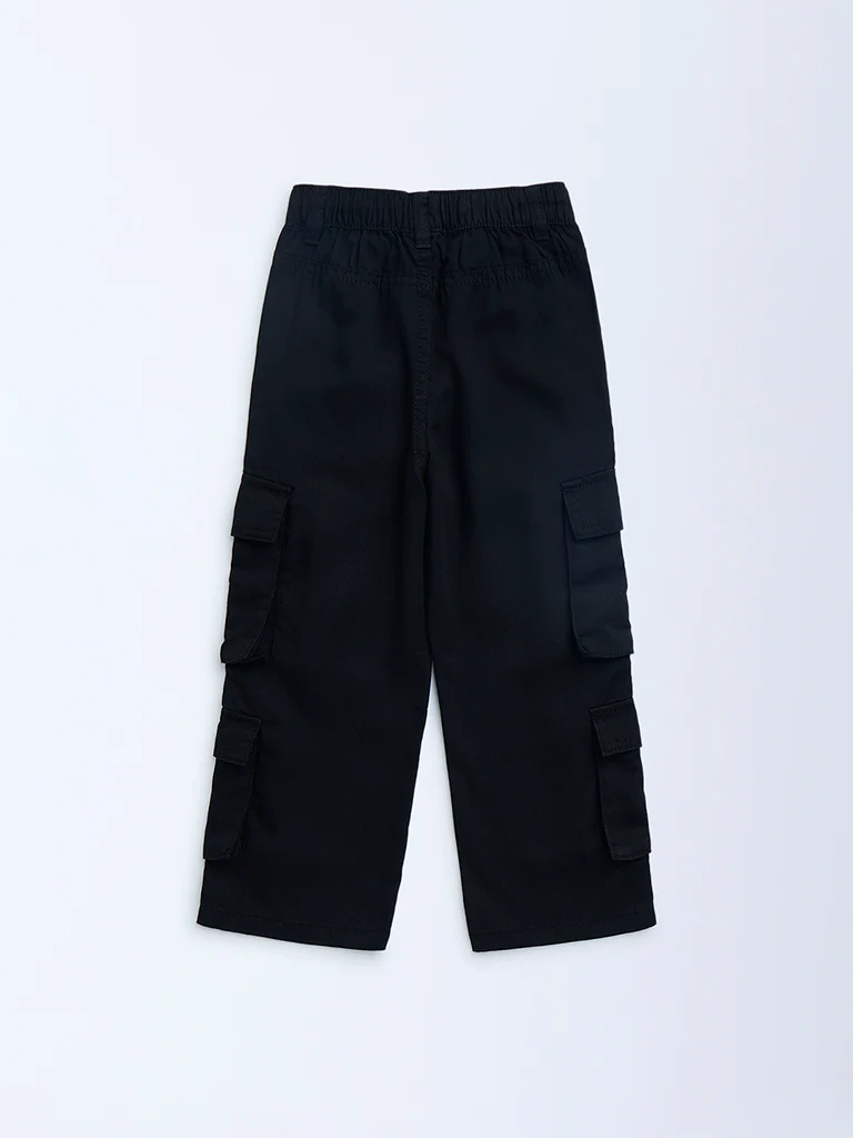 HOP Kids Girls Black Cargo-Style High-Rise Trousers - Image 4
