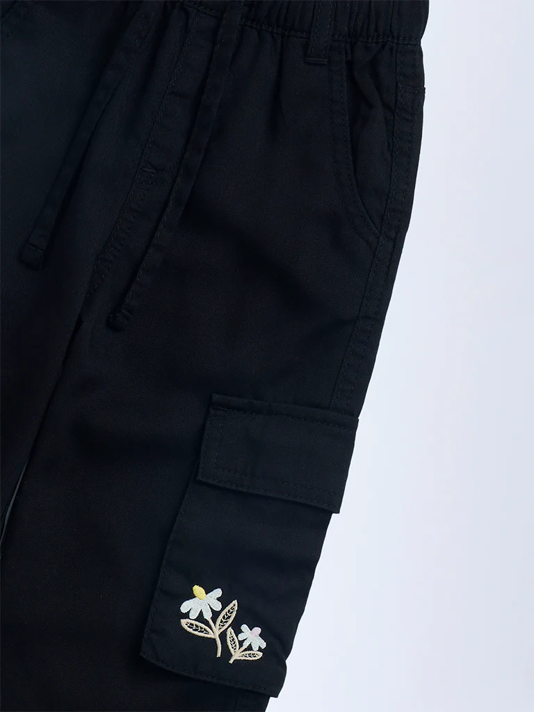 HOP Kids Girls Black Cargo-Style High-Rise Trousers - Image 5