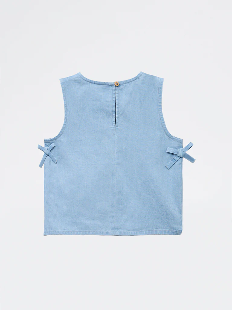 HOP Kids Girls Blue Applique Denim Top - Image 2