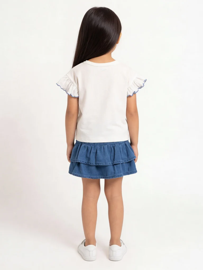 HOP Kids Girls Blue High-Rise Denim Skirt - Image 2