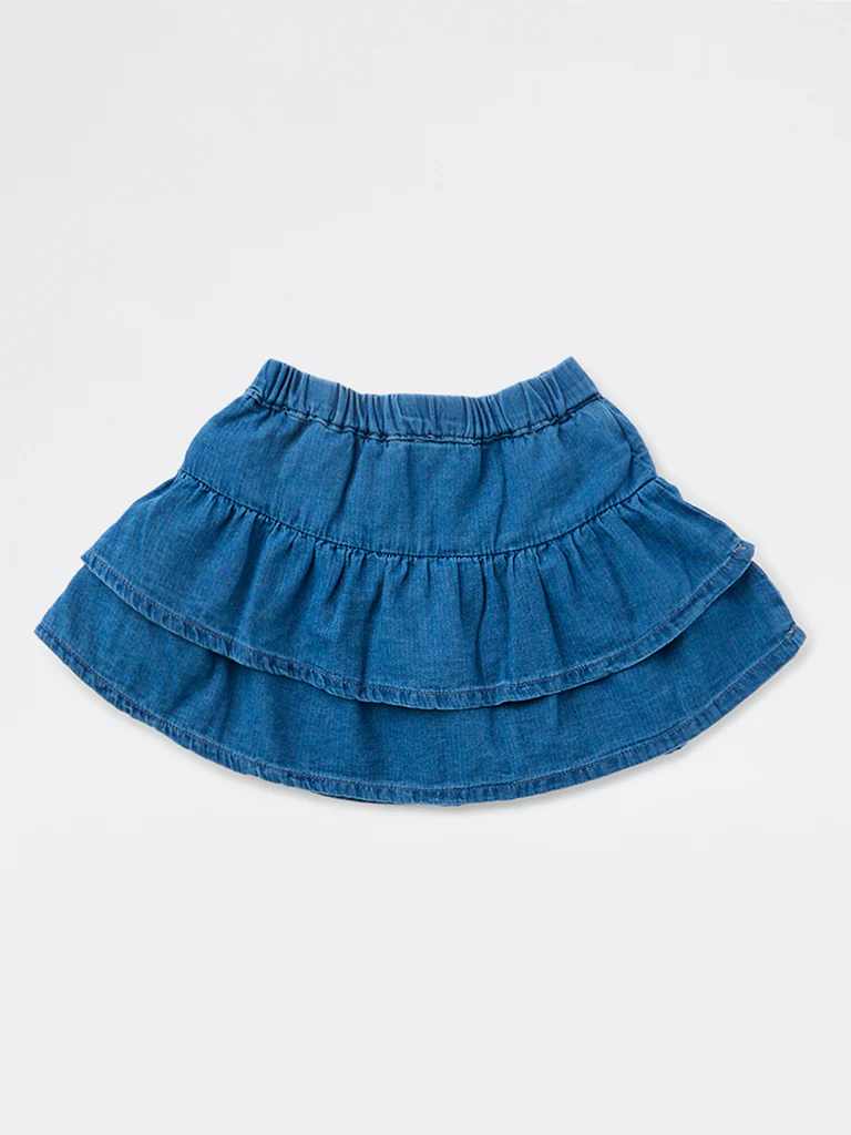 HOP Kids Girls Blue High-Rise Denim Skirt - Image 4