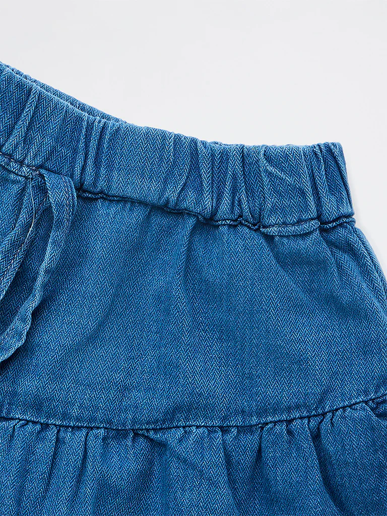 HOP Kids Girls Blue High-Rise Denim Skirt - Image 5