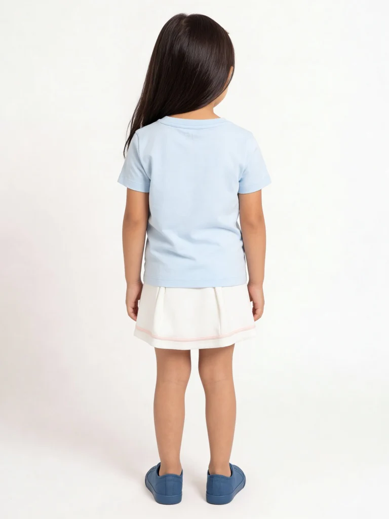 HOP Kids Girls Blue Printed Cotton T-Shirt - Image 3