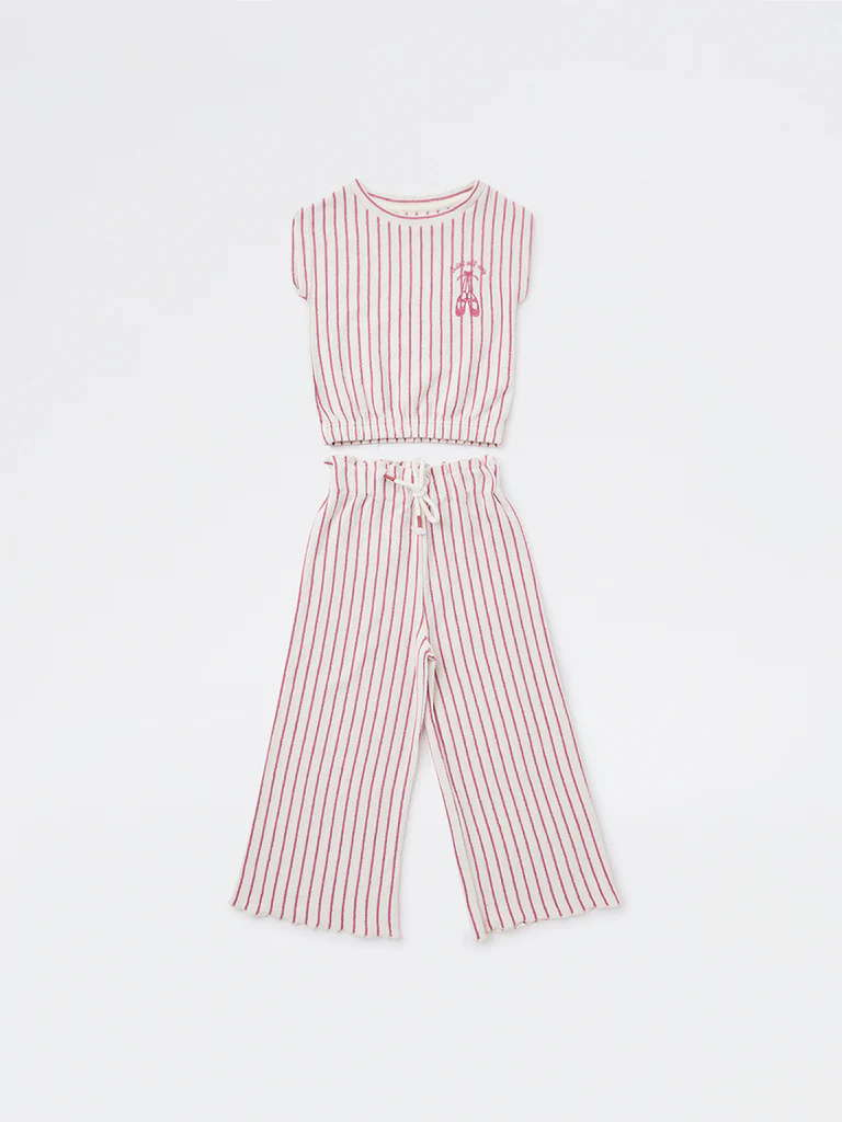 HOP Kids Girls by Wetside Pink Striped Cotton Co-ord Set - Image 3