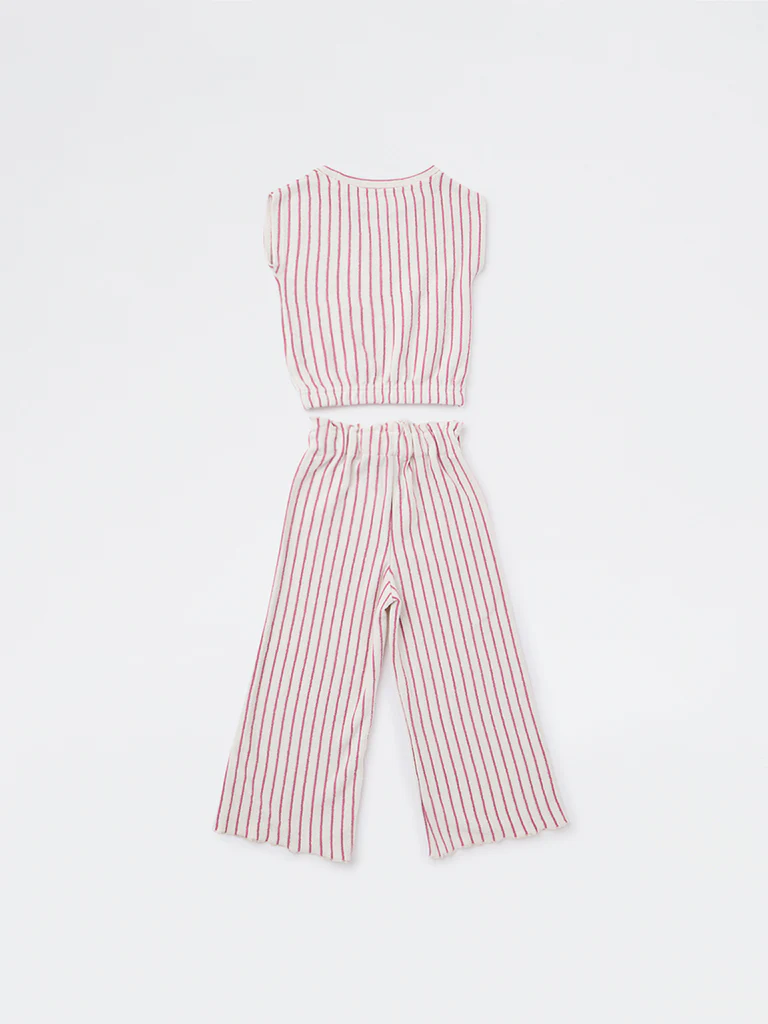 HOP Kids Girls by Wetside Pink Striped Cotton Co-ord Set - Image 4