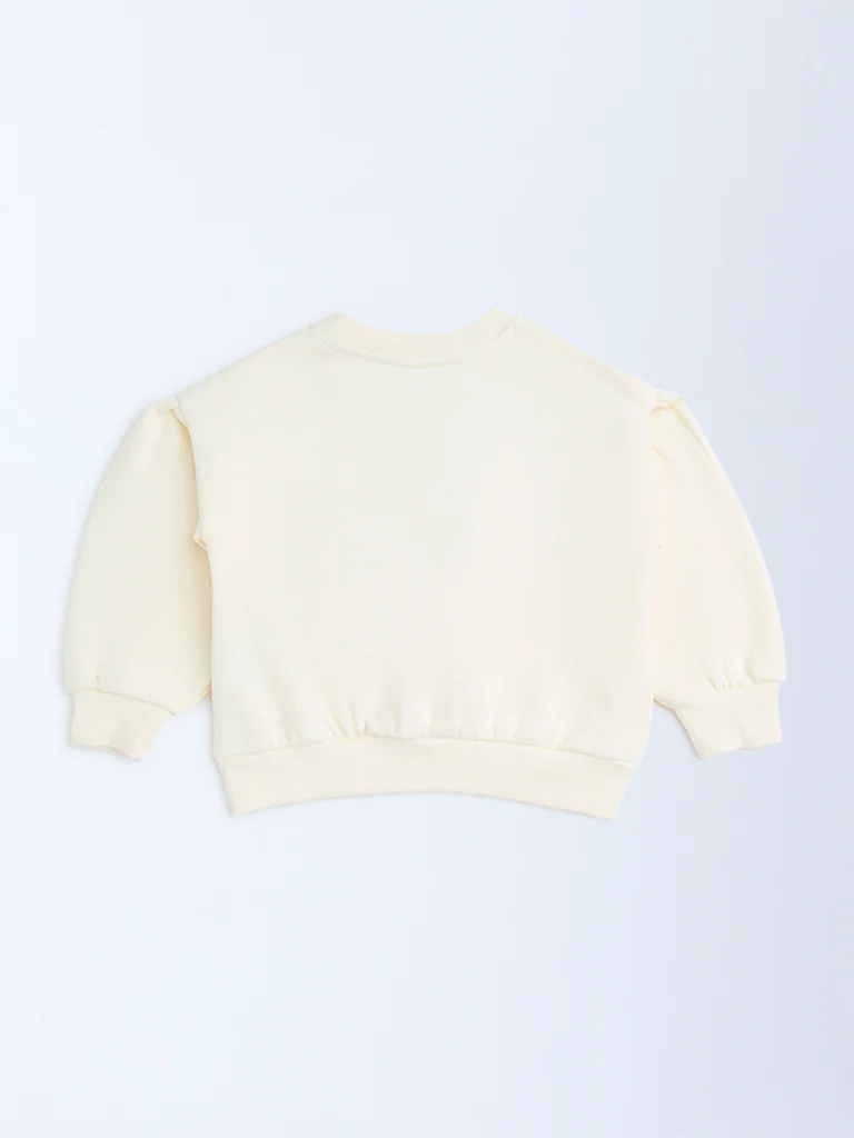 HOP Kids Girls Cream Bow-Detailed Cotton-Blend Sweatshirt - Image 4