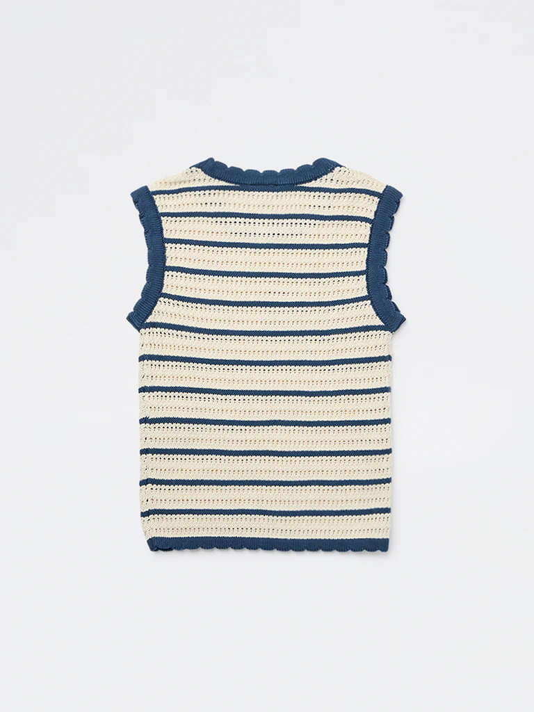 HOP Kids Girls Cream Crochet Knitted Cotton Top - Image 4