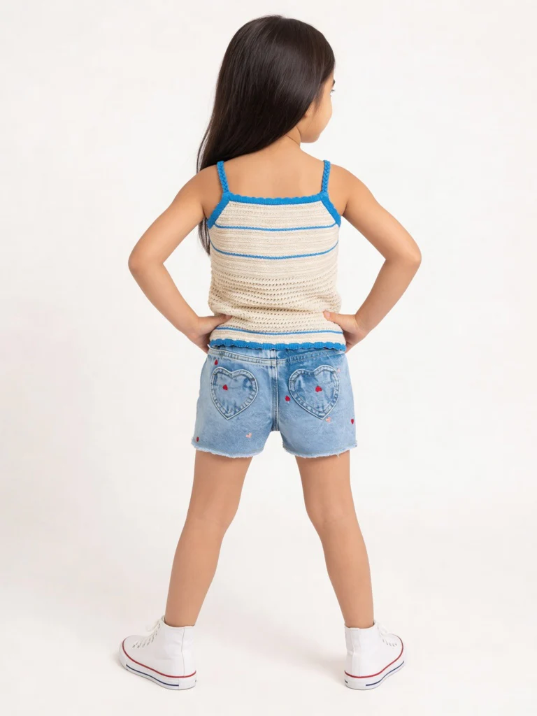 HOP Kids Girls Cream Crochet Knitted Cotton Top - Image 2