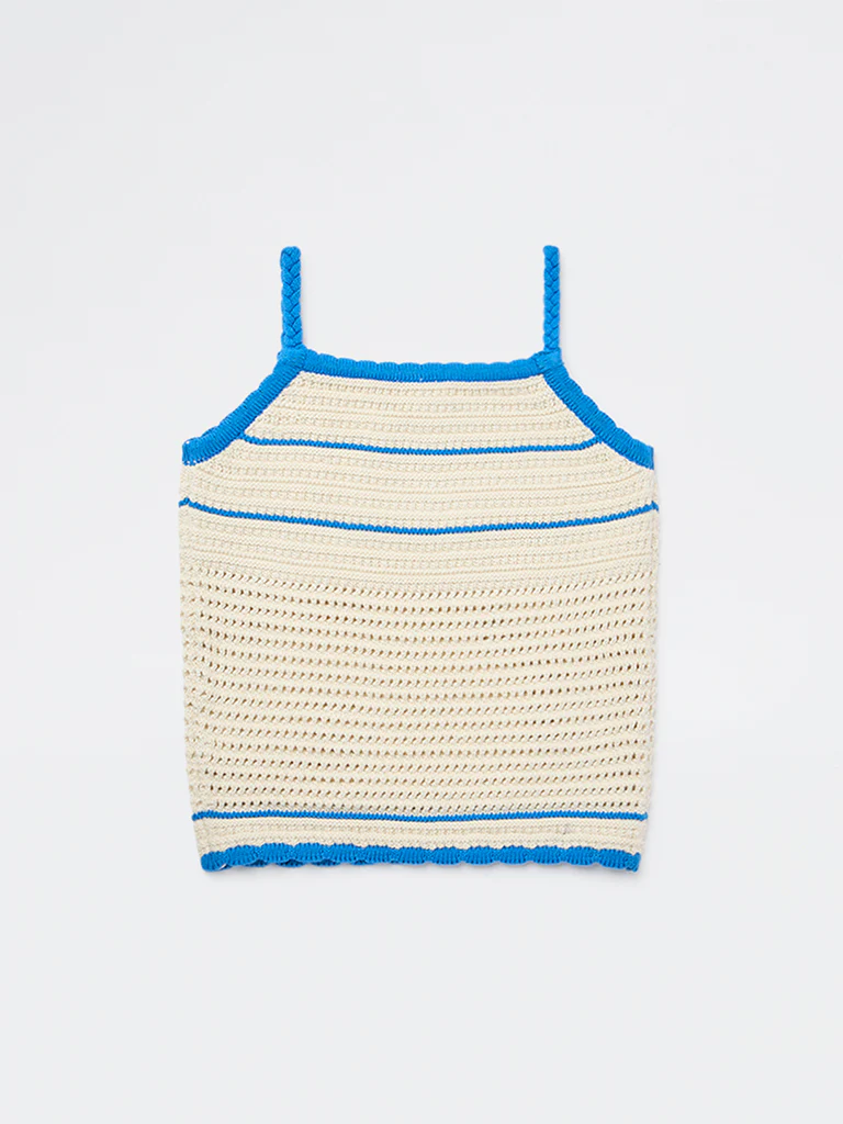 HOP Kids Girls Cream Crochet Knitted Cotton Top - Image 4