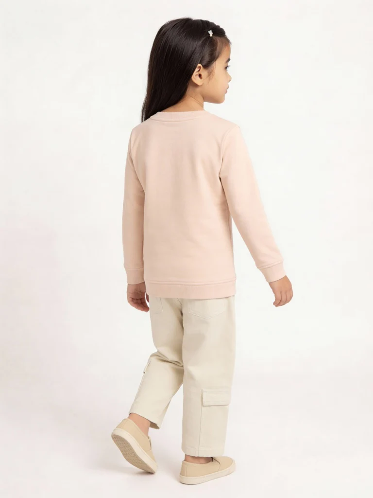 HOP Kids Girls Cream Embroidered Relaxed-Fit High-Rise Jeans - Image 2