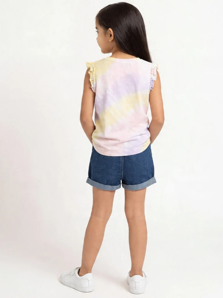 HOP Kids Girls Dark Blue High-Rise Denim Shorts - Image 2
