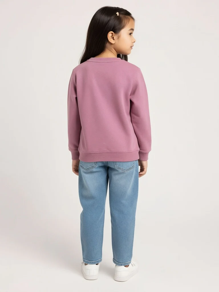 HOP Kids Girls Dusty Pink Animal Printed Cotton-Blend Sweatshirt - Image 2