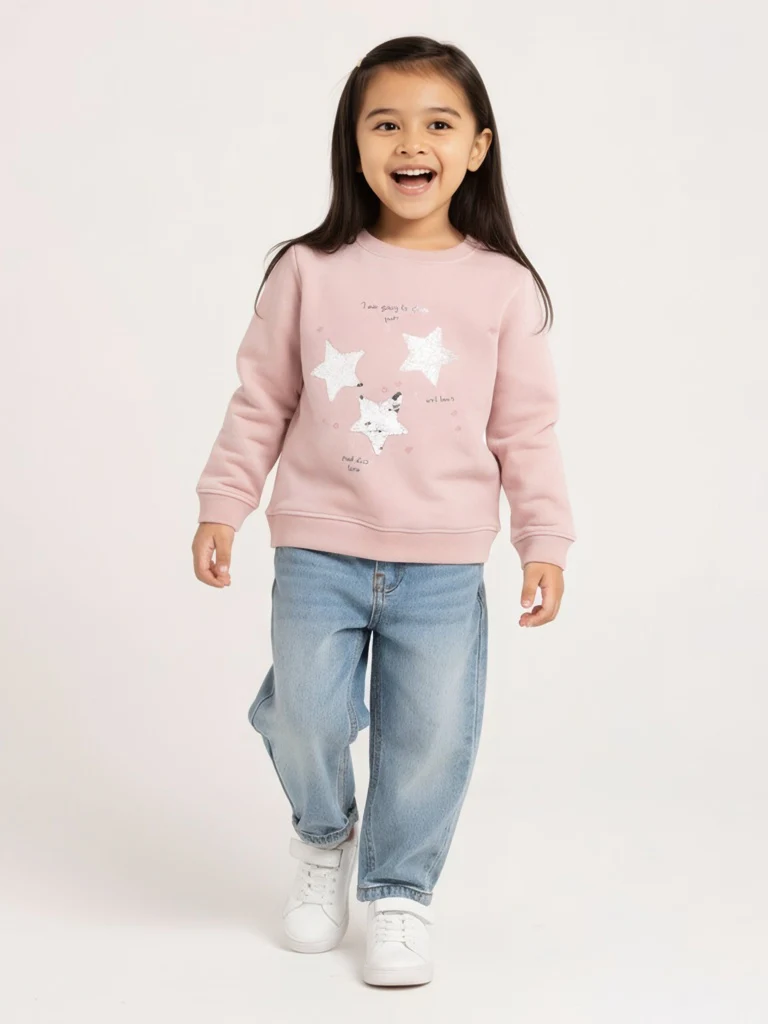 HOP Kids Girls Dusty Pink Embellished Cotton-Blend Sweatshirt