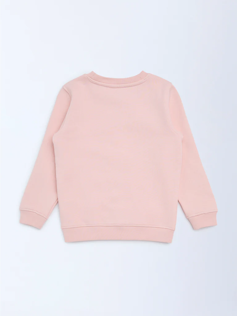 HOP Kids Girls Dusty Pink Embellished Cotton-Blend Sweatshirt - Image 5