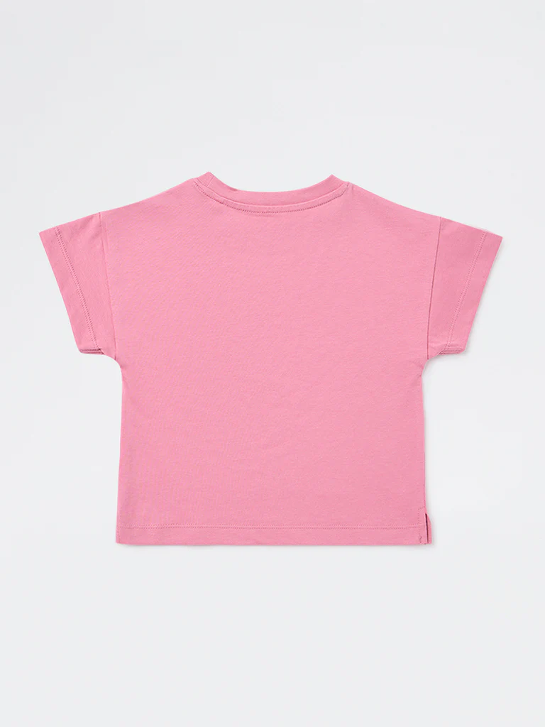 HOP Kids Girls Dusty Pink Musical-Themed Cotton T-Shirt - Image 5