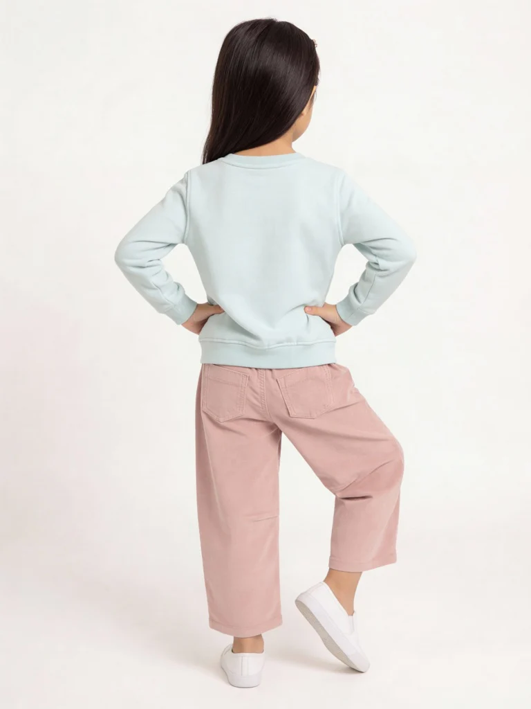 HOP Kids Girls Dusty Rose High-Rise Cotton-Blend Trousers - Image 3