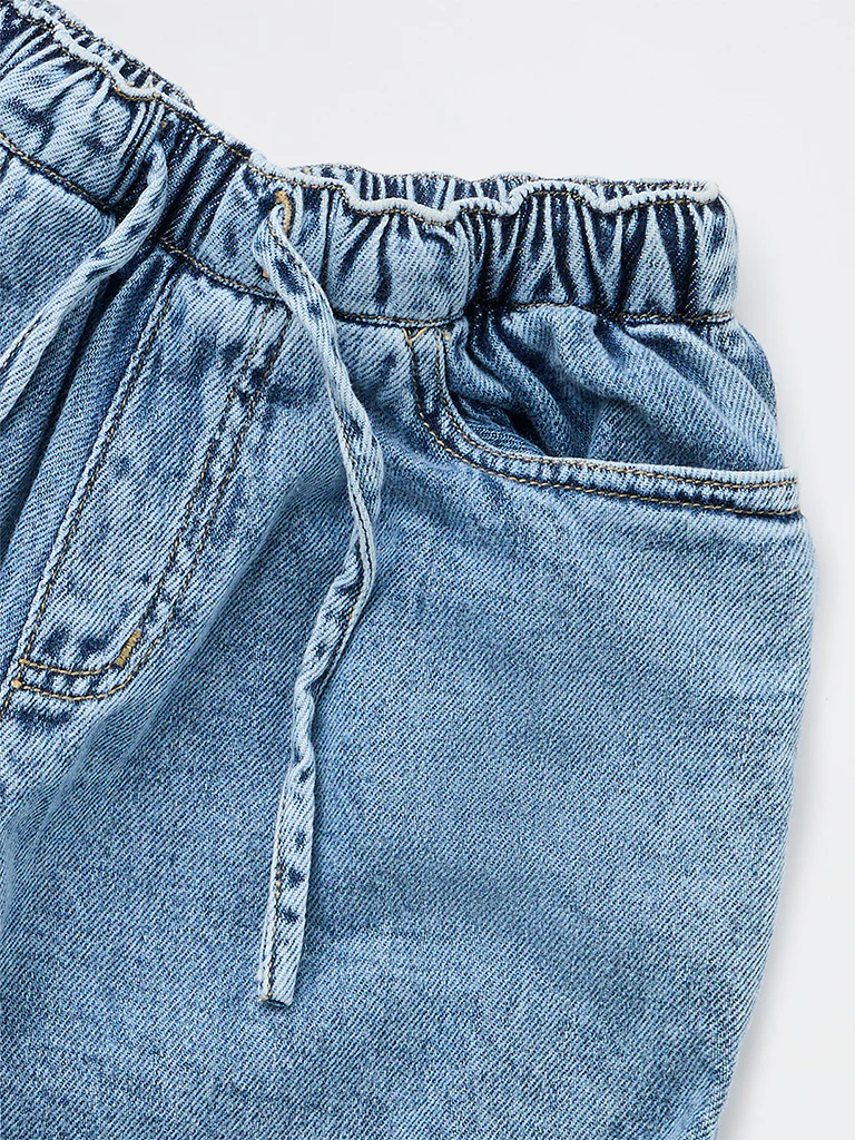 HOP Kids Girls Light Blue Washed Mid-Rise Jeans - Image 4