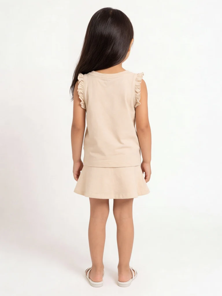 HOP Kids Girls Light Peach Printed Cotton Top - Image 3