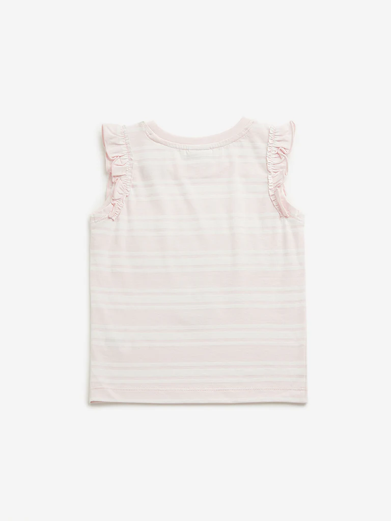 HOP Kids Girls Light Pink Floral Cotton Top - Image 3