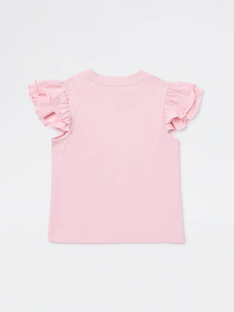 HOP Kids Girls Light Pink Unicorn Embellished Top - Image 5