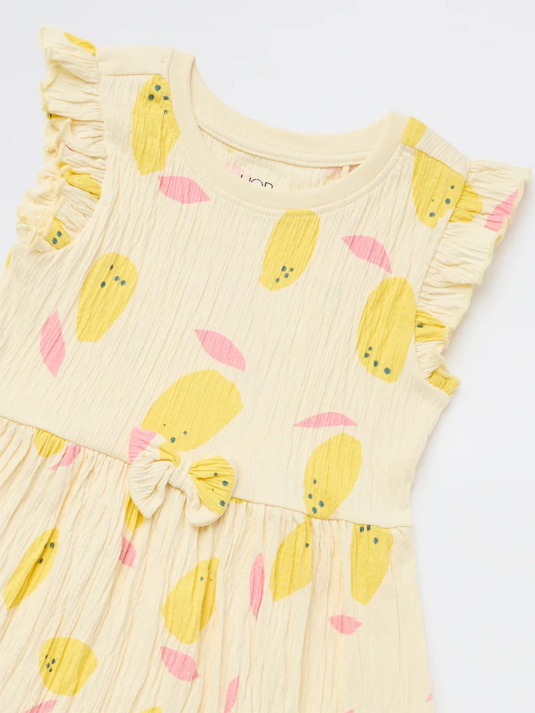HOP Kids Girls Light Yellow Cotton-Blend A-Line Dress - Image 5